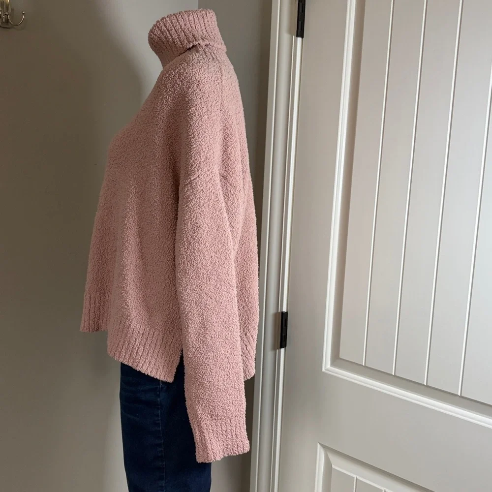 UGG Ylonda Turtleneck Sweater Pink Relaxed Cozy Plush Pullover Lounge Sz M - Picture 5 of 15